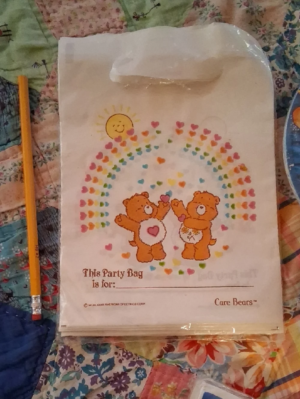 Vintage Care Bears Rainbow & Blue Party Tableware Set